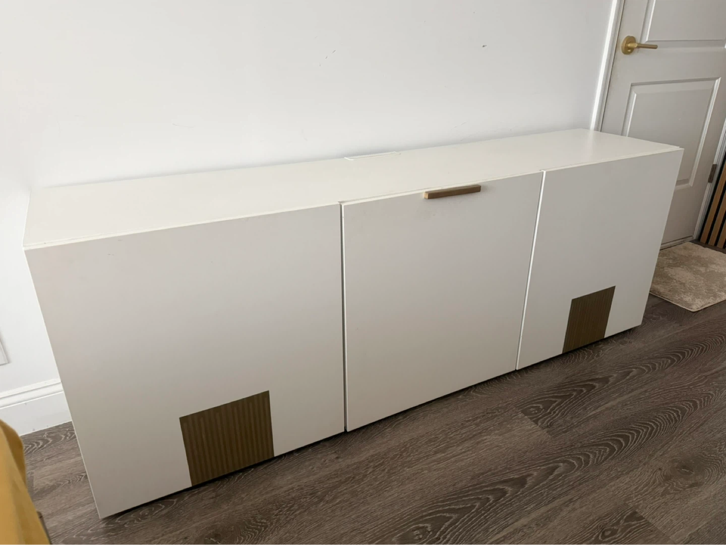 White 3-Door Storage Cabinet with Gold Accents - photo 2