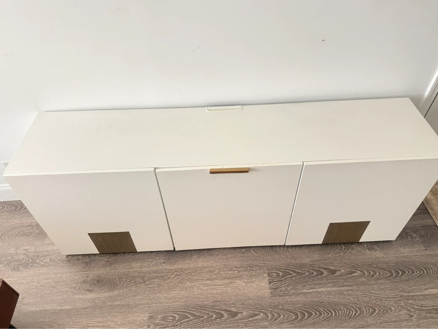 White 3-Door Storage Cabinet with Gold Accents - photo 3