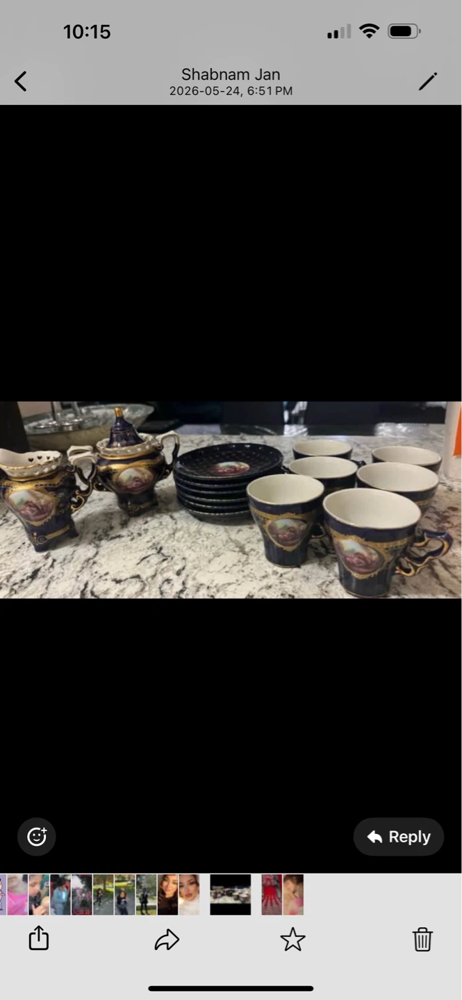 Vintage Tea Set with Teapot, Cups, and Saucers