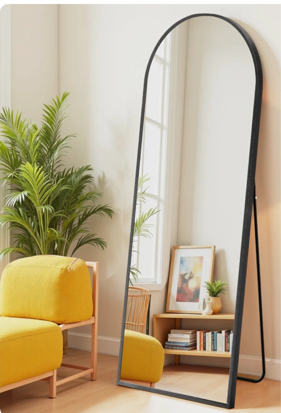 Black Arched Floor Mirror
