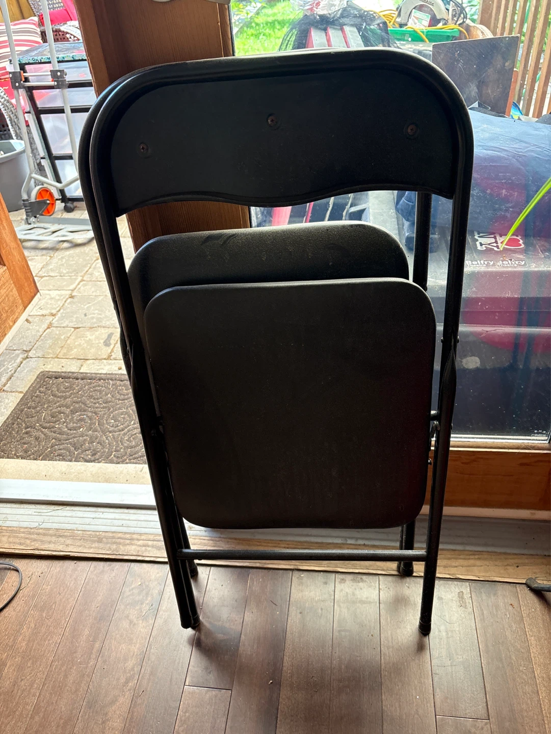 2 Black Folding Chairs