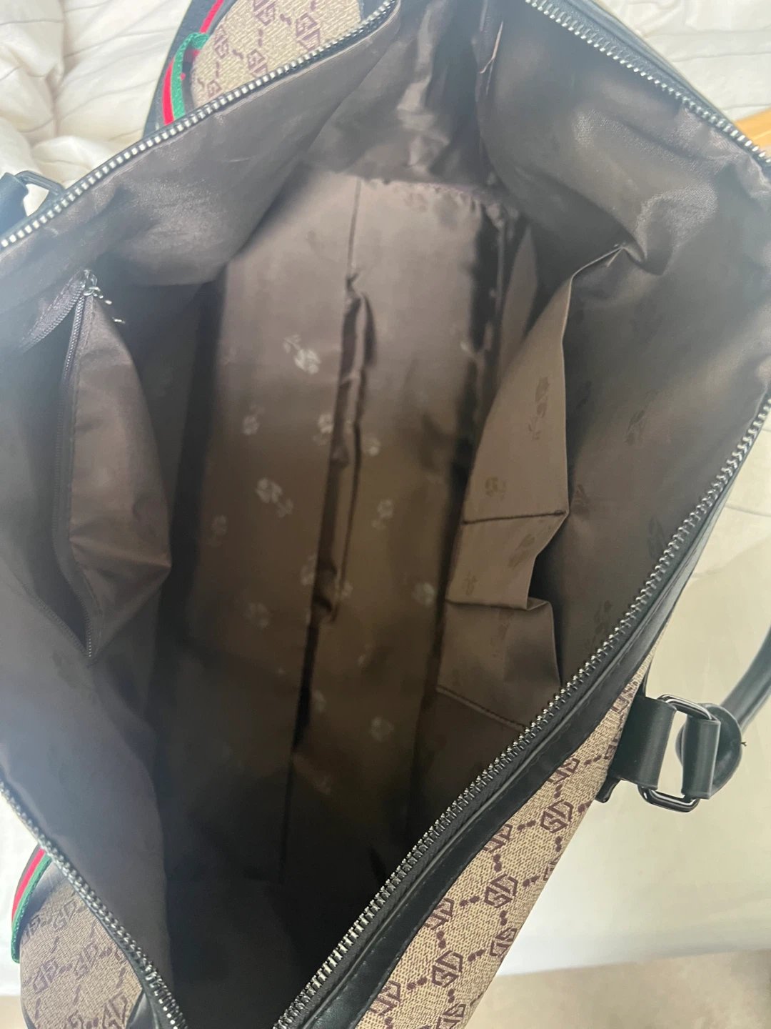Designer Monogram Weekender Bag with Striped Accent - photo 5