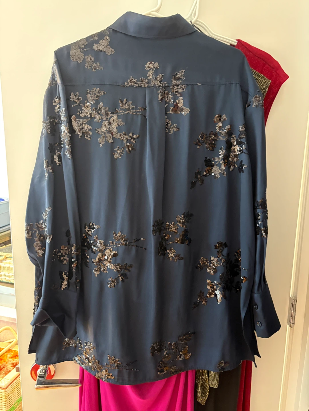 Blue Sequin Embellished Shirt XXL - photo 2