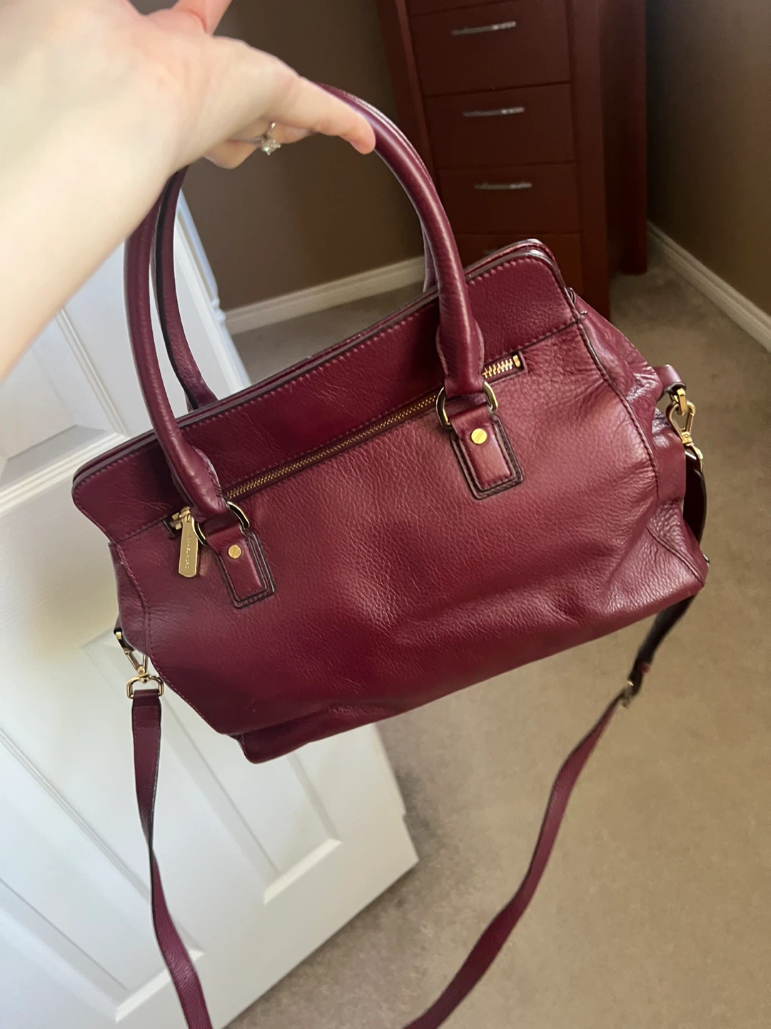 Michael Kors Burgundy Leather Satchel Handbag - photo 4
