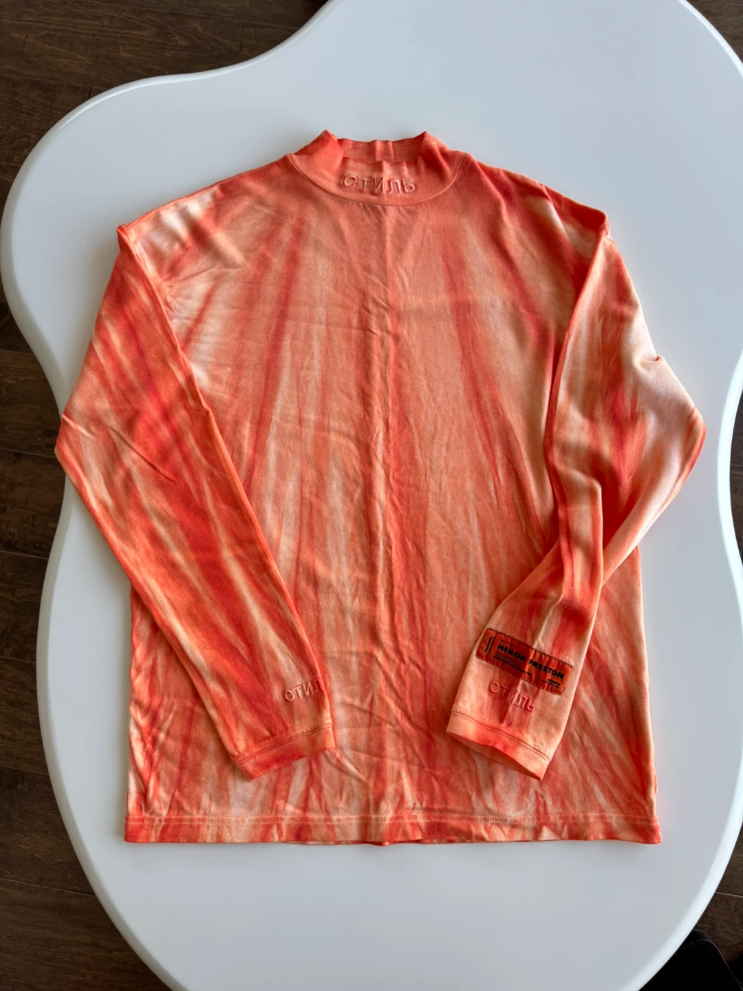 Heron Preston Tie-Dye Mock Neck Long Sleeve Shirt XXS
