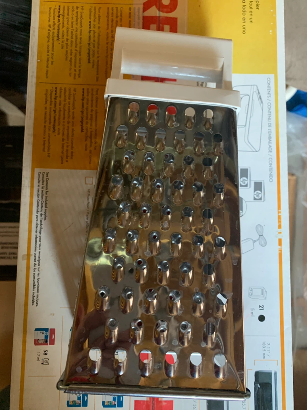 Stainless Steel Grater with White Handle