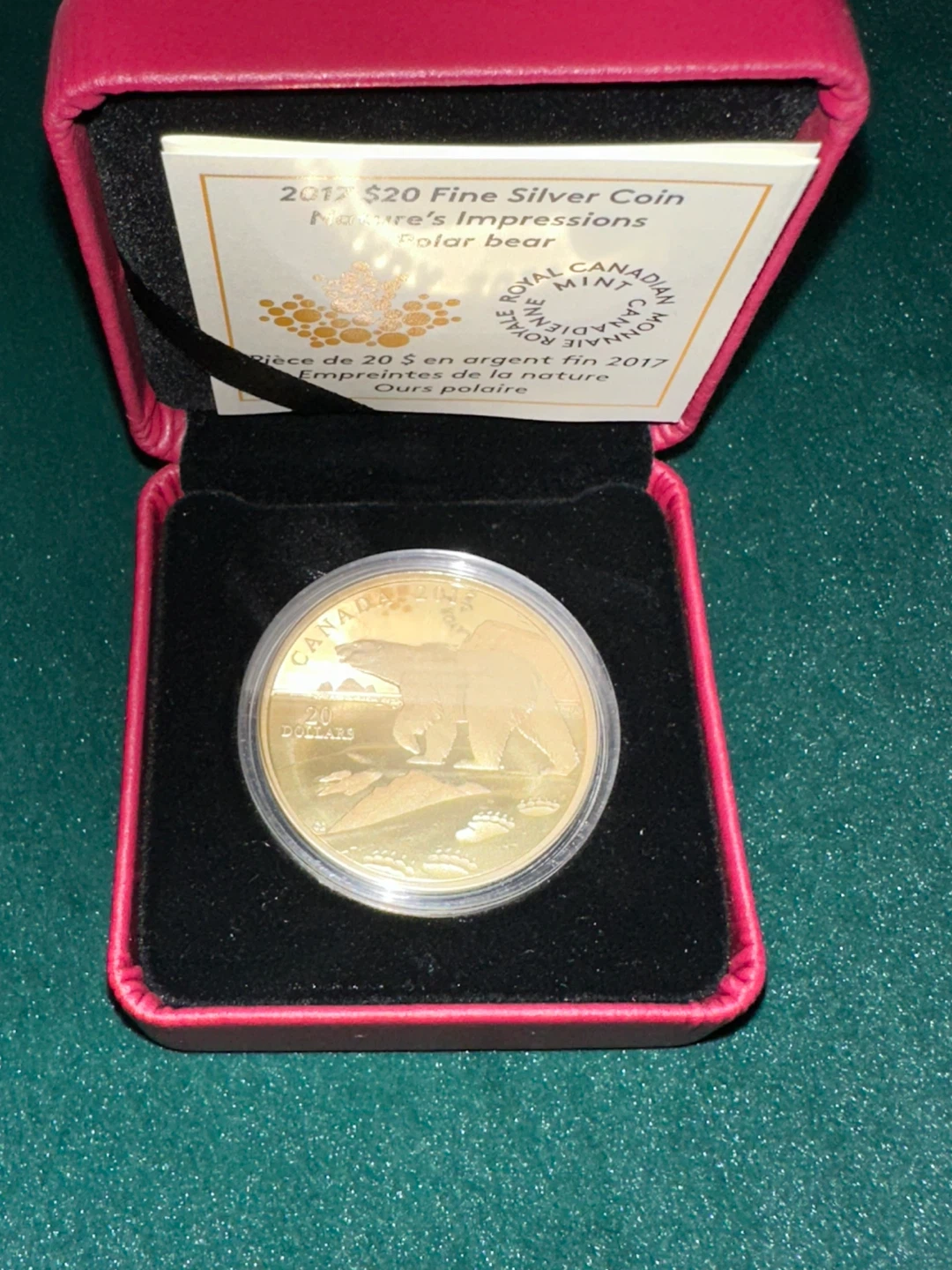 2017 Royal Canadian Mint $20 Fine Silver Coin - Polar Bear