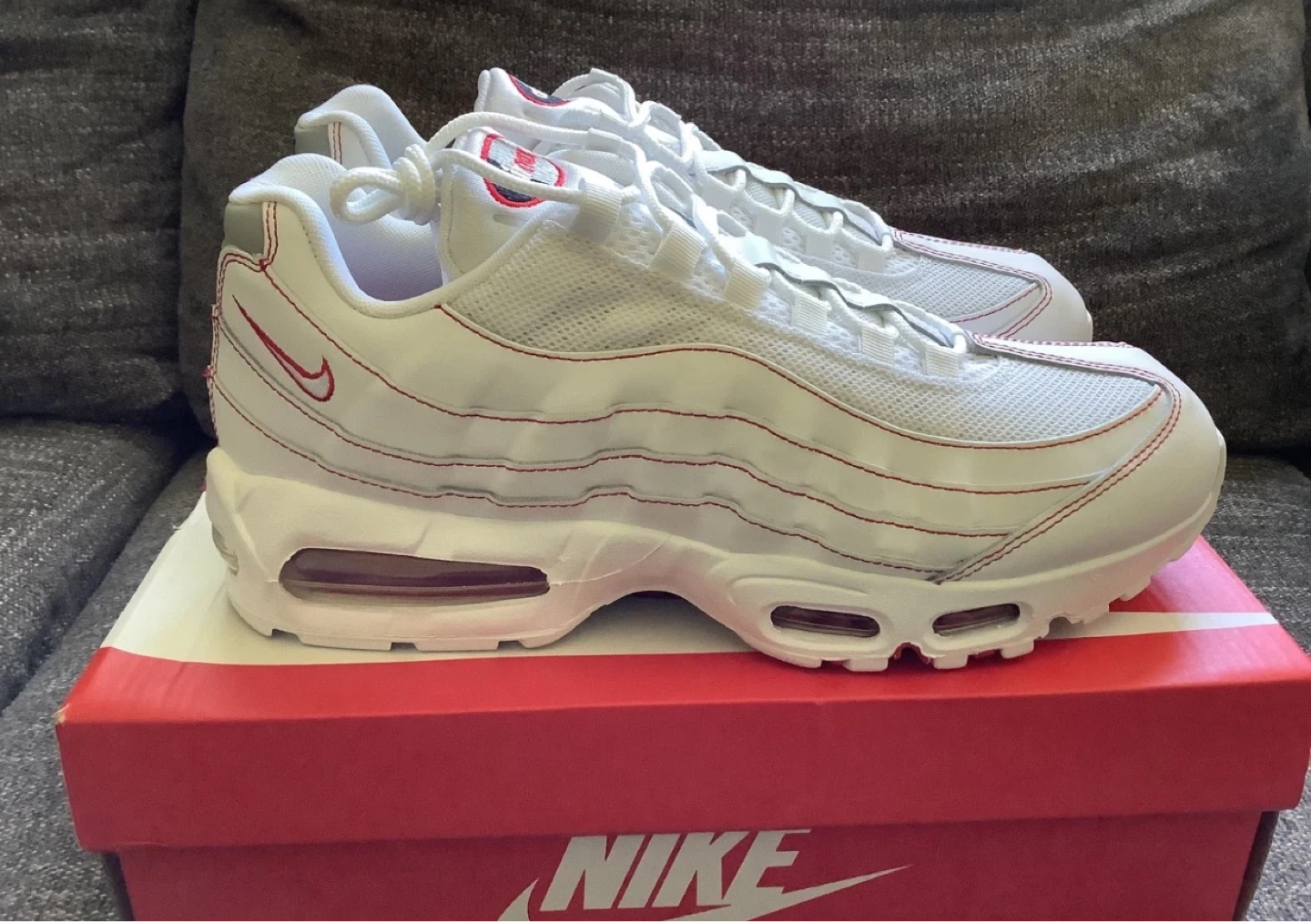 Nike Air Max 95 Sneakers White Red Men's Size 12 - photo 4