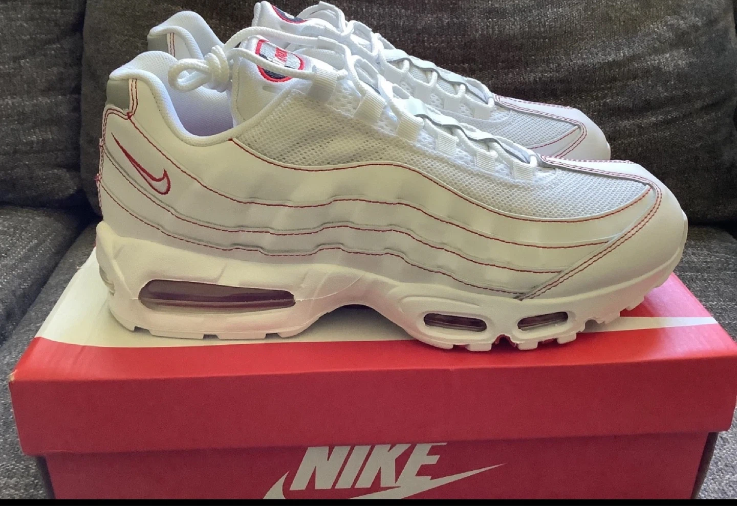 Nike Air Max 95 Sneakers White Red Men's Size 12