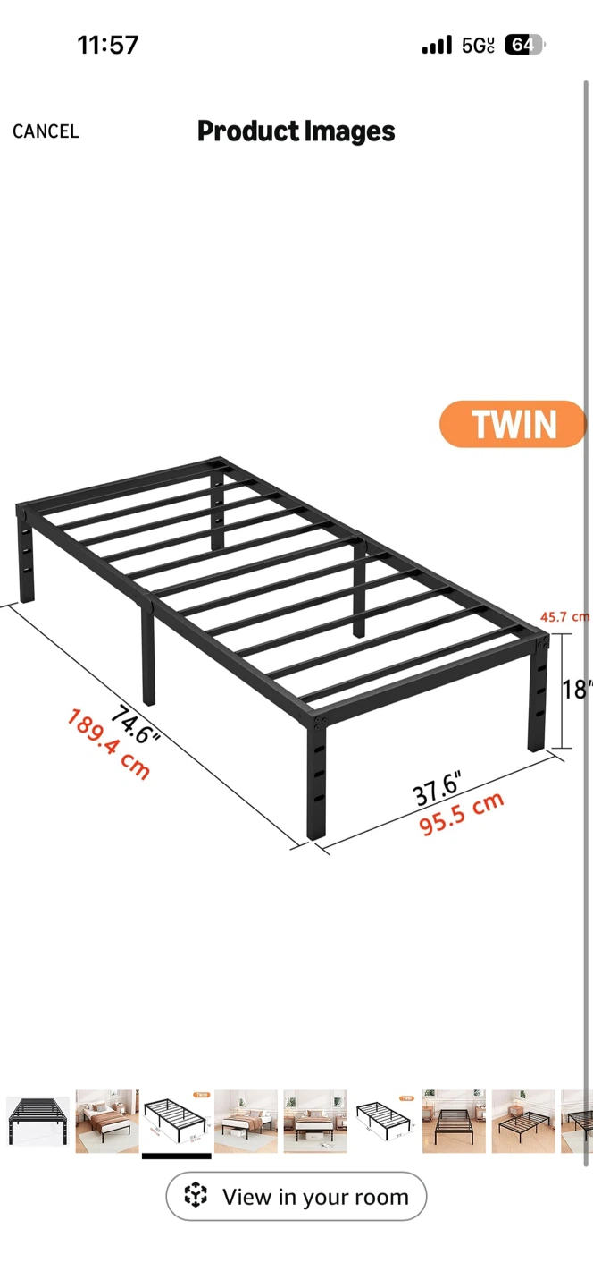 Twin size mattress + bed frame + bedsheet - photo 2