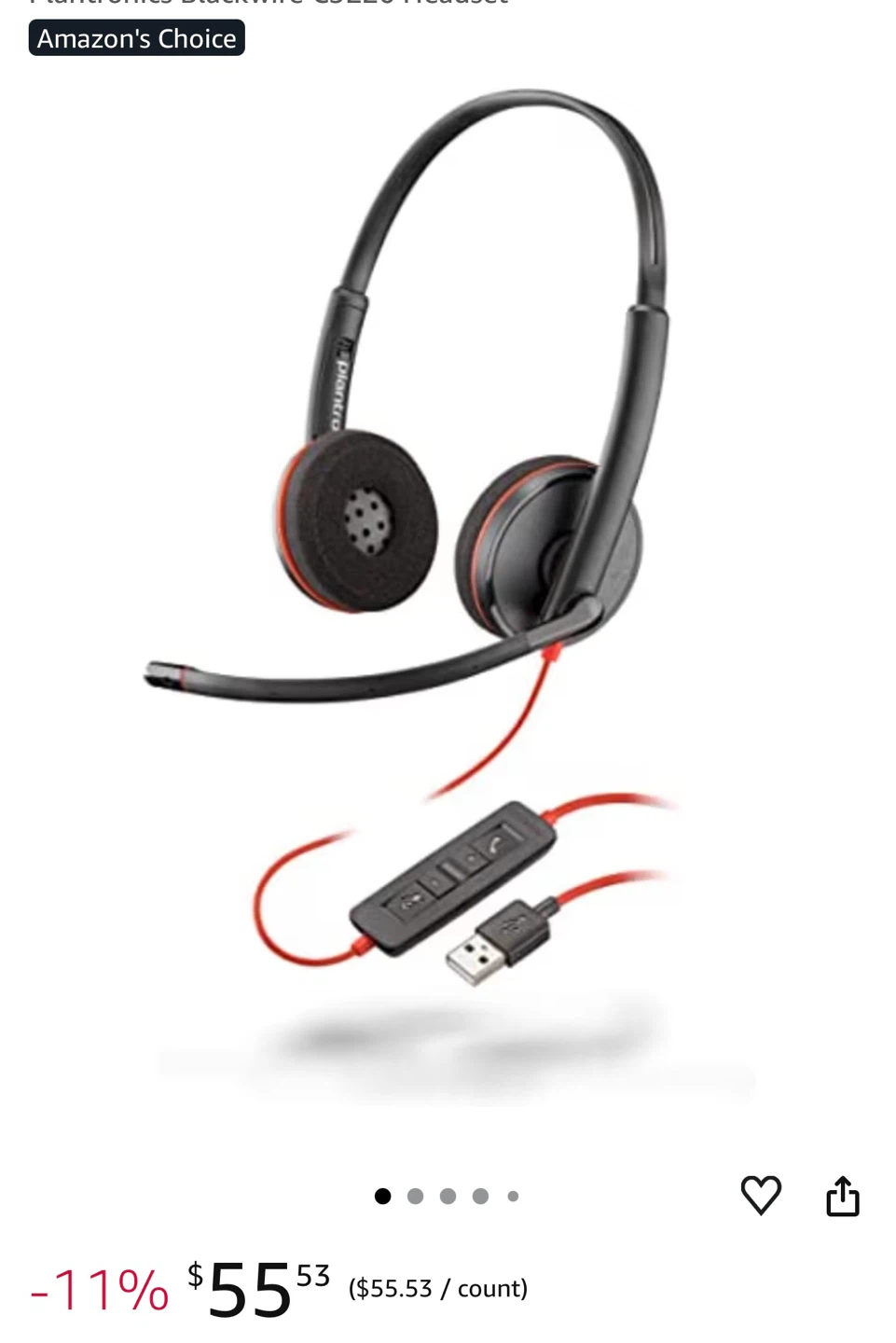 Poly Plantronics Blackwire C3220 Stereo USB-A Headset