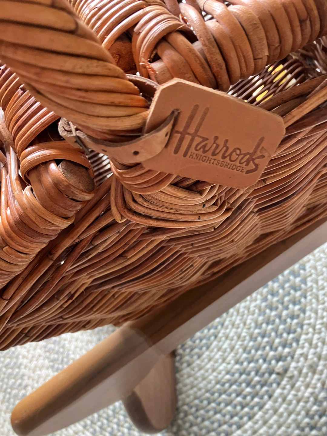 Harrods Wicker Picnic Basket with Lid