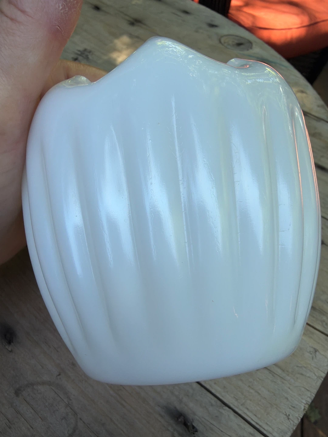 Vintage White Milk Glass Ruffled Vase - photo 4