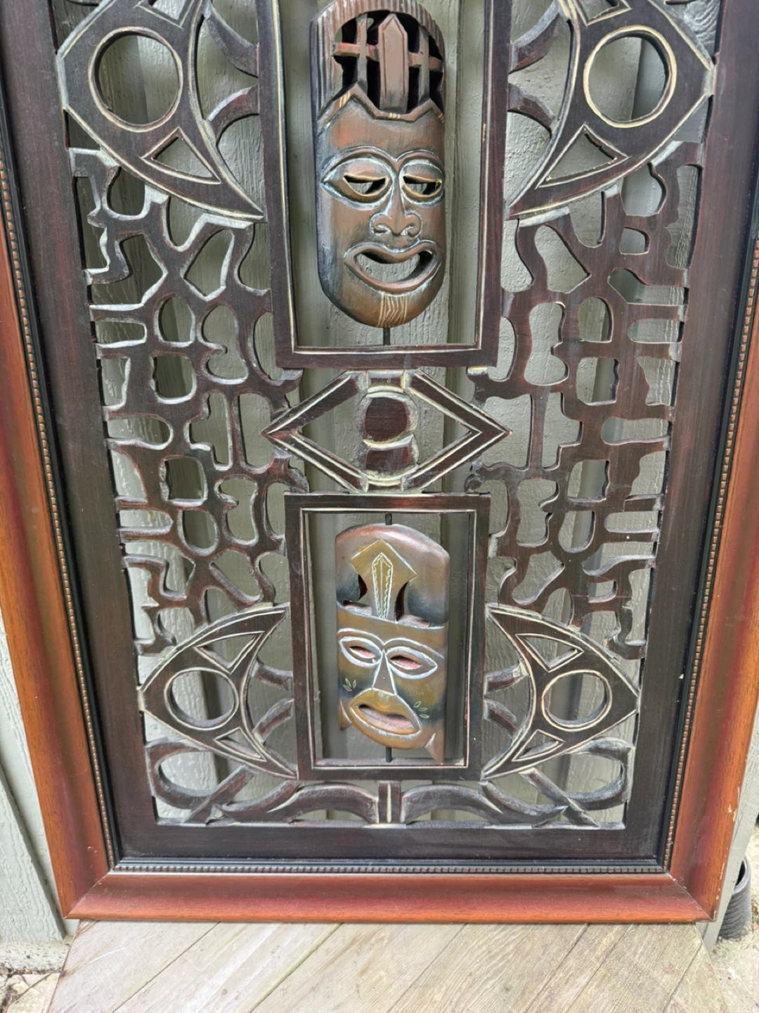 Framed Tiki Mask Wall Art