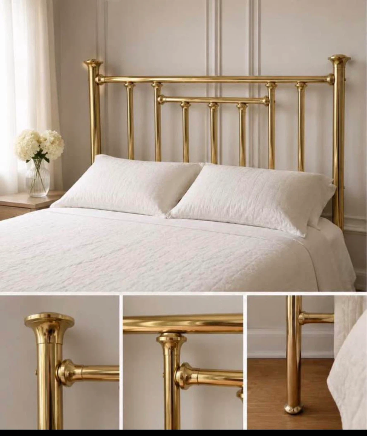 Vintage Solid Brass Headboard – Queen