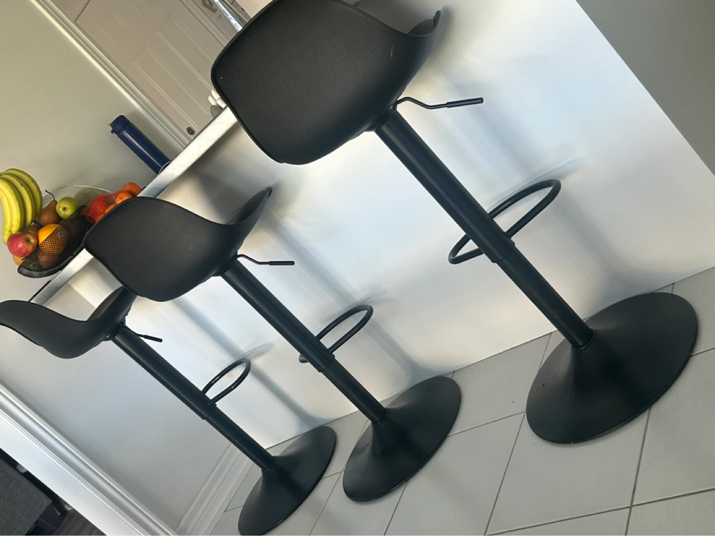 Set of 3 Black Adjustable Bar Stools