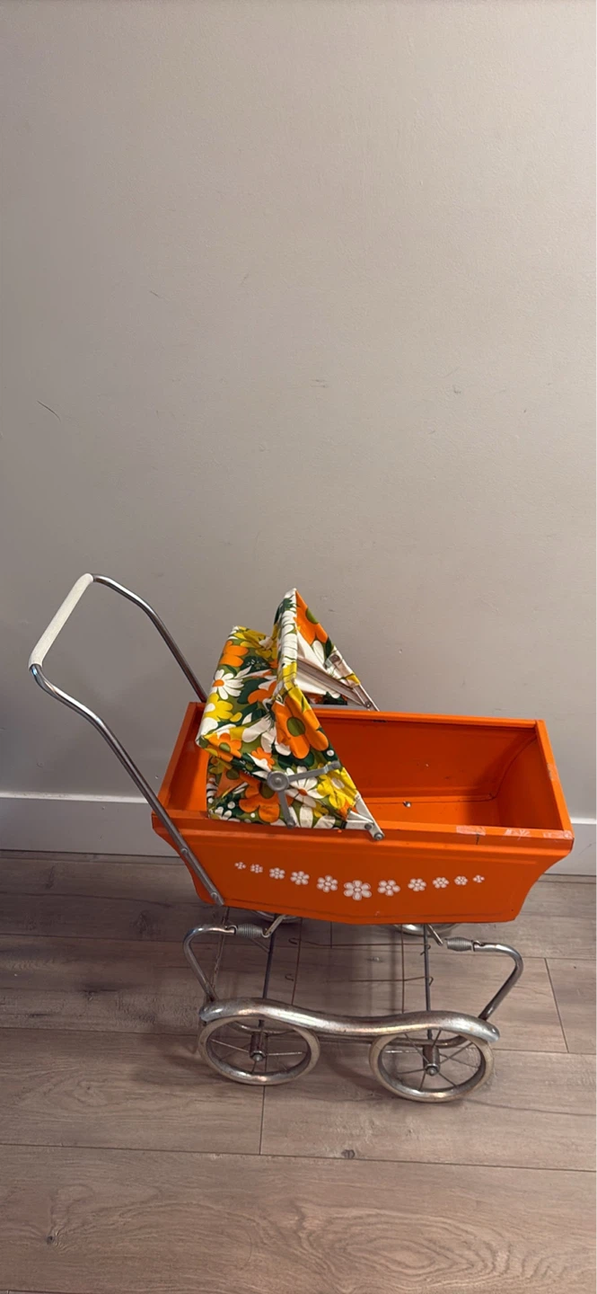 Vintage Orange Doll Stroller