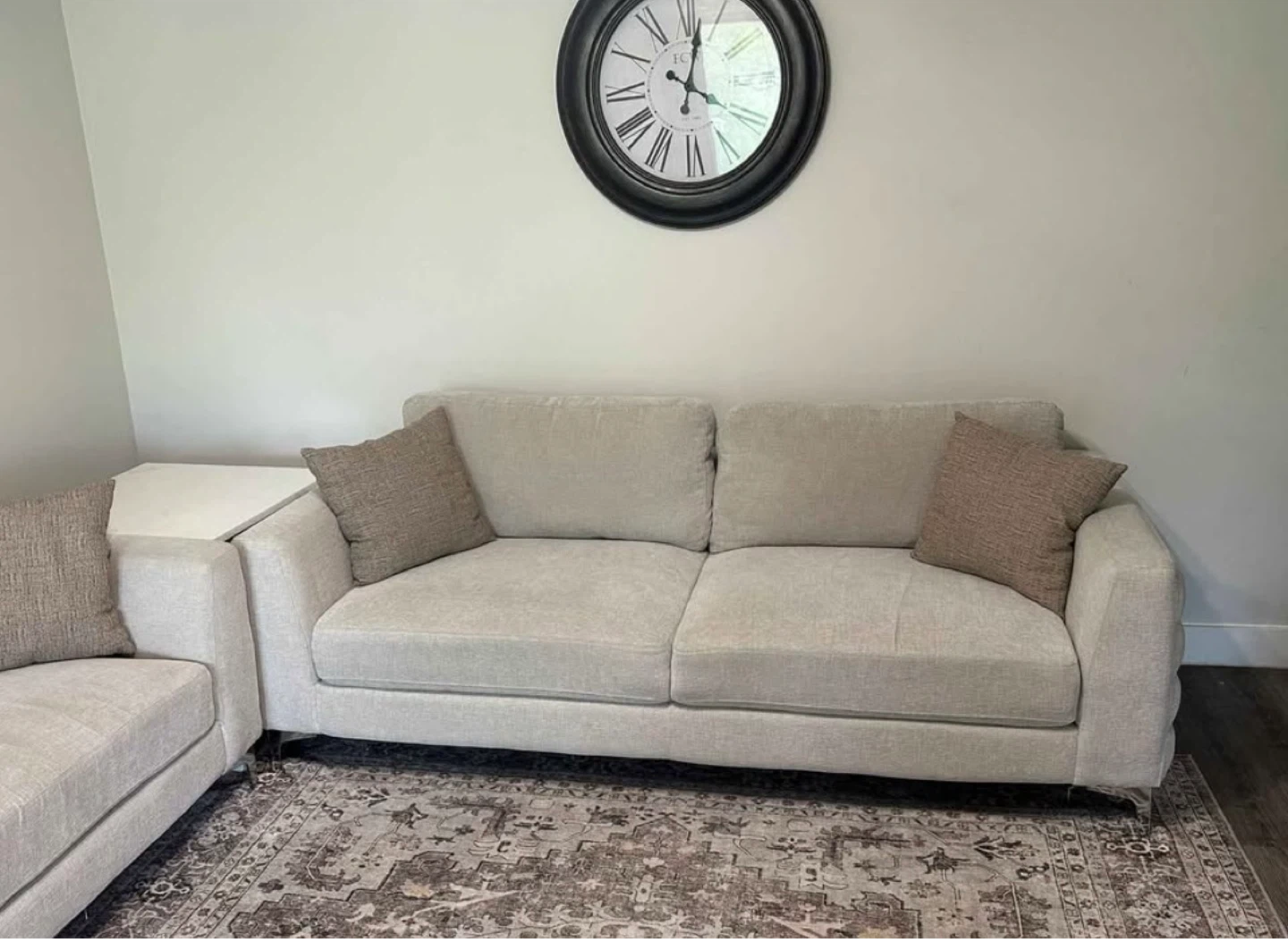 Light Beige Sectional Sofa with Pillows - photo 3