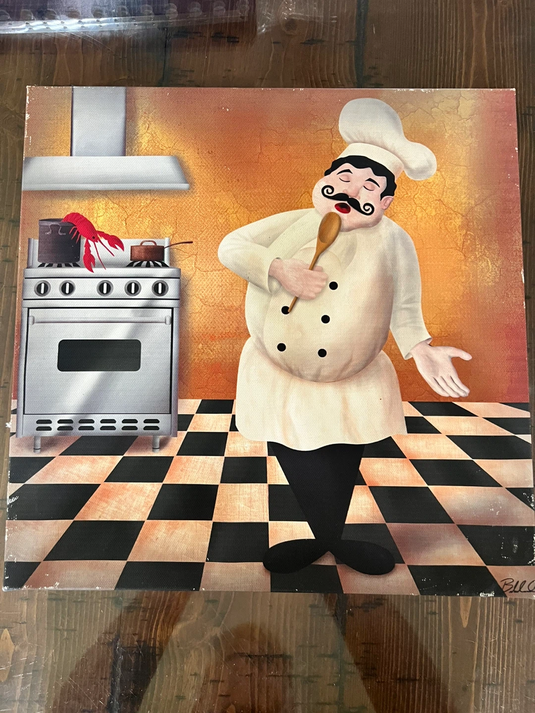 Set of 4 Wall Art Canvas Prints Italian kitchen- Chef with Wine - photo 2