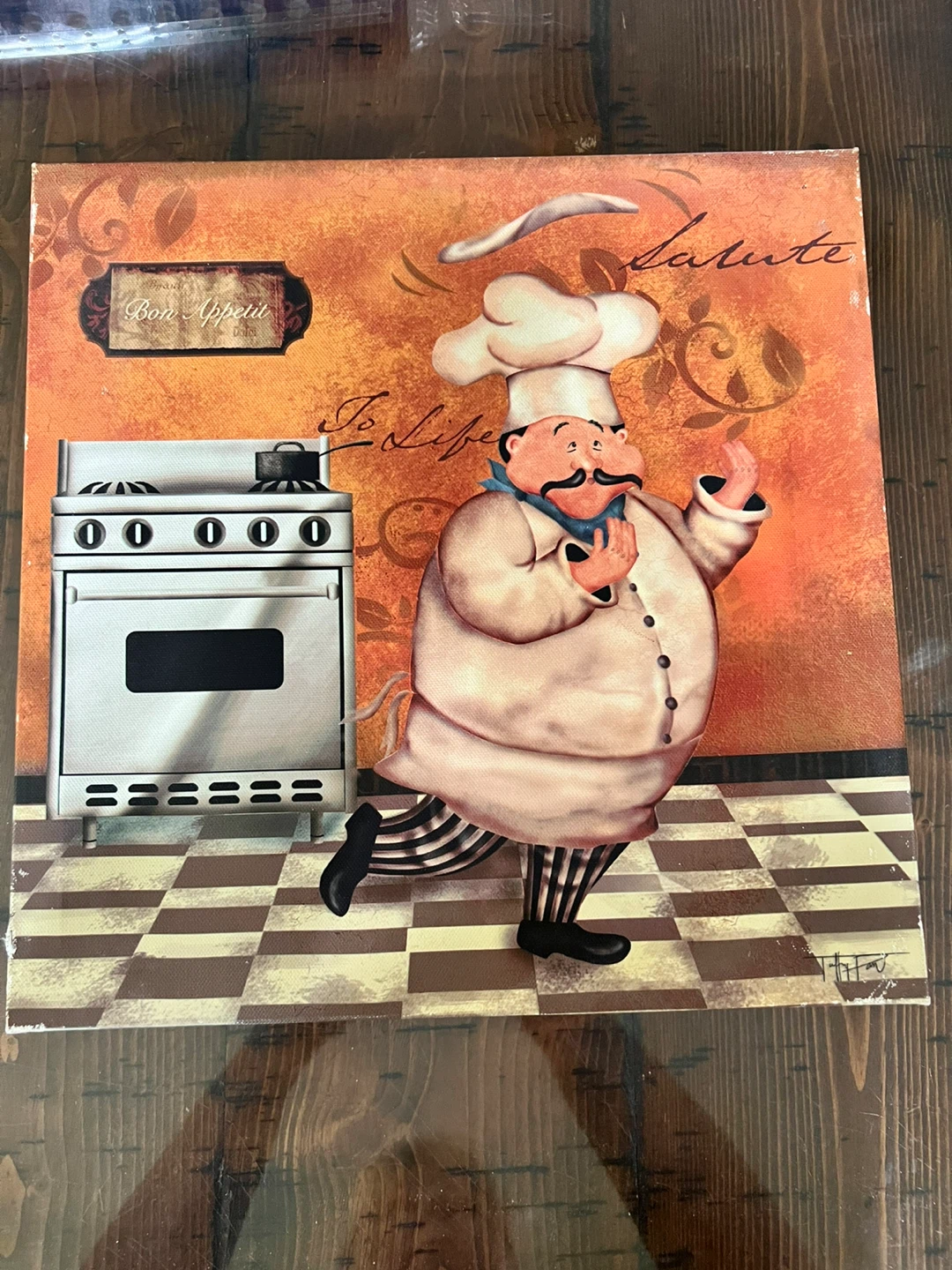 Set of 4 Wall Art Canvas Prints Italian kitchen- Chef with Wine - photo 4