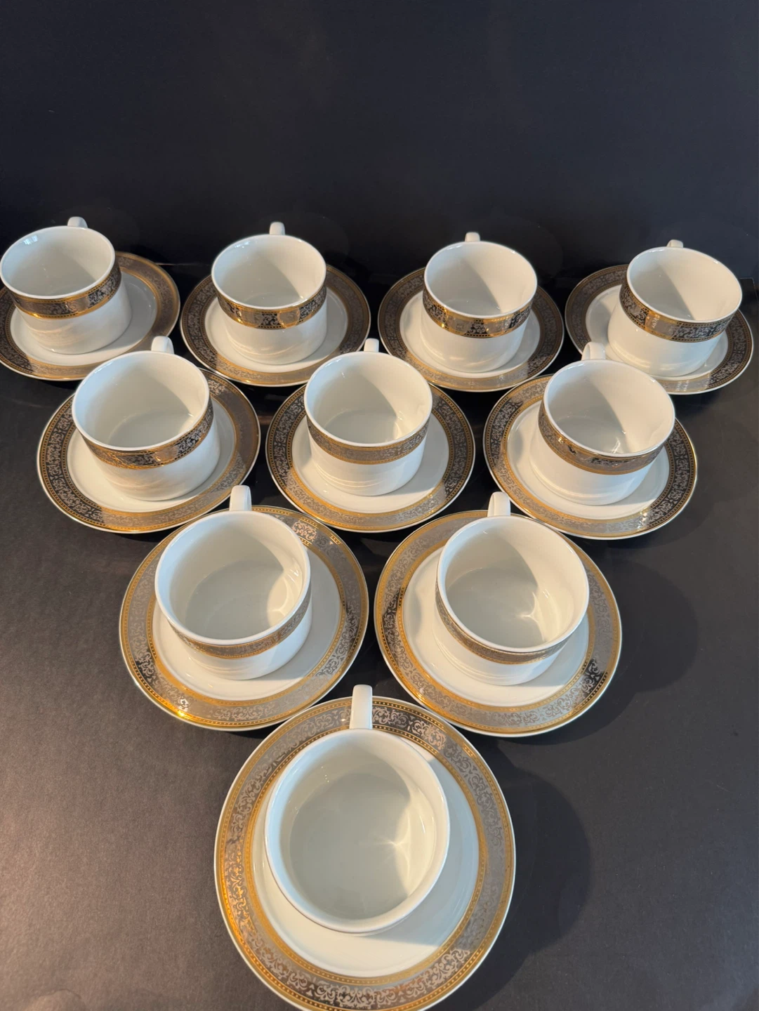 Set of 10 Coffee Cups and Saucers