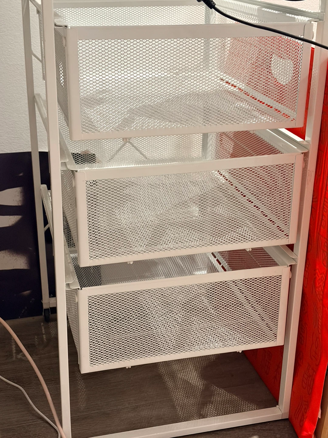 White 3-Drawer Mesh Storage Cart