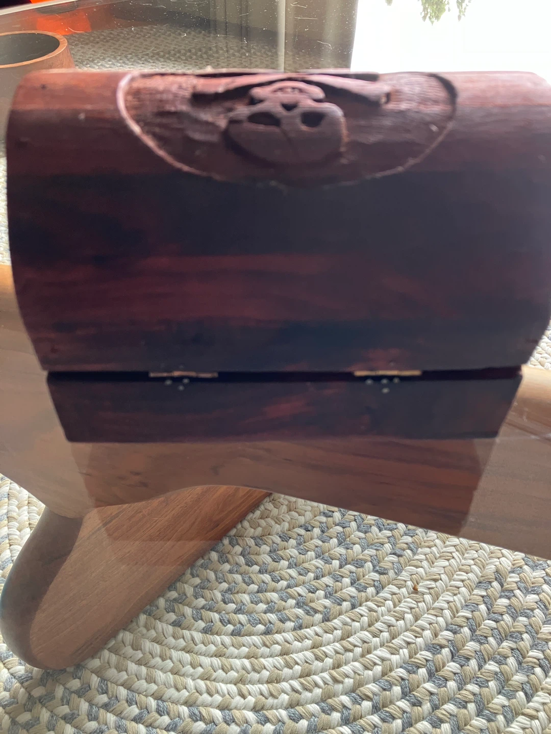 Wooden Carved Trinket Box with Skull and Crossbones - photo 5