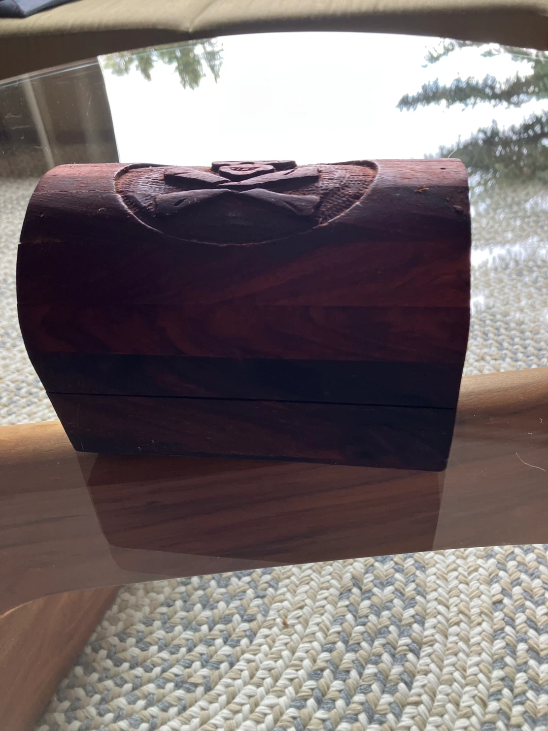 Wooden Carved Trinket Box with Skull and Crossbones - photo 2