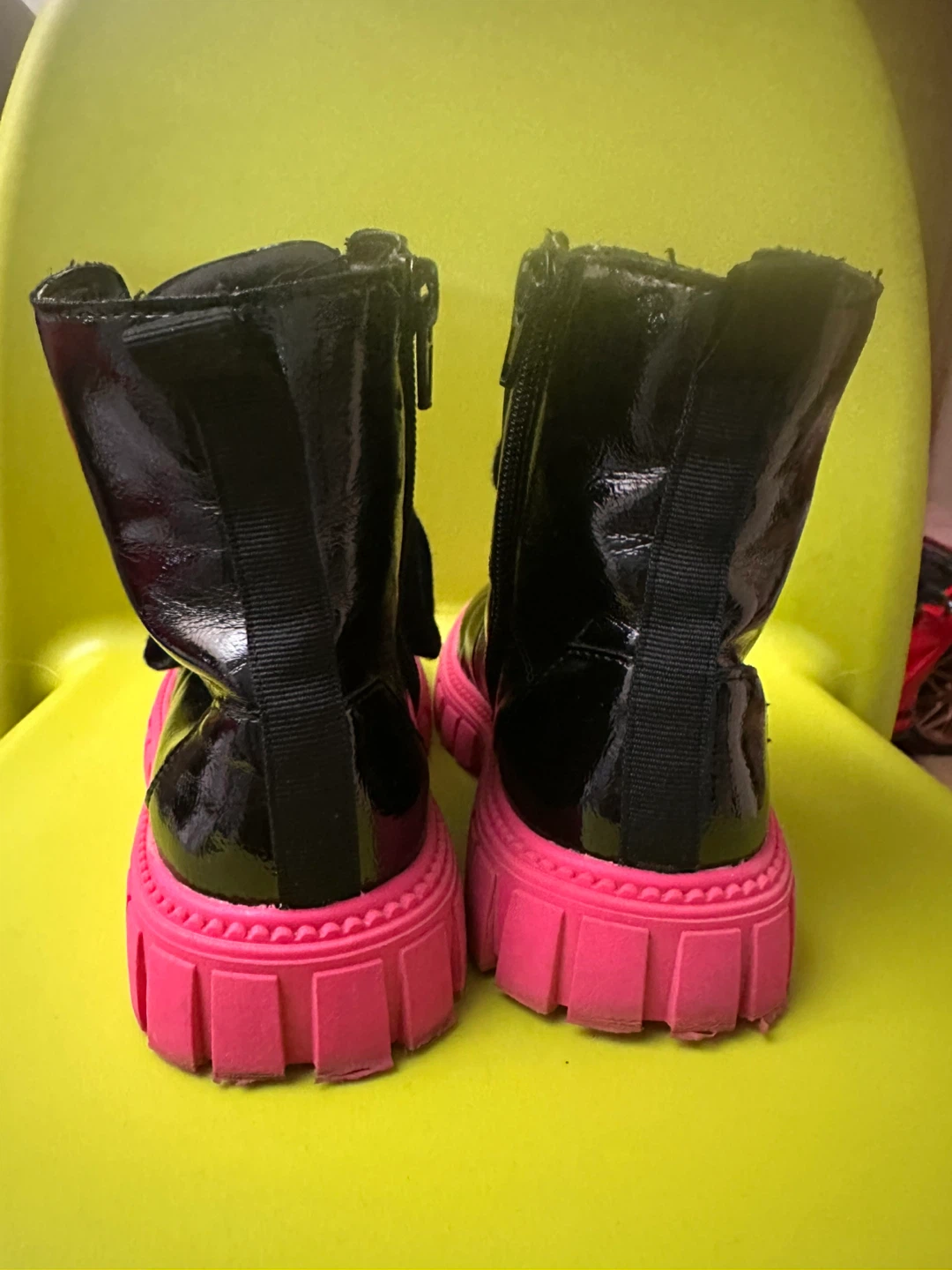 DKNY Black Combat Boots with Pink Soles kid size 11 - photo 5