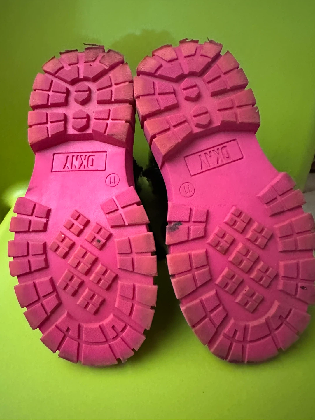 DKNY Black Combat Boots with Pink Soles kid size 11