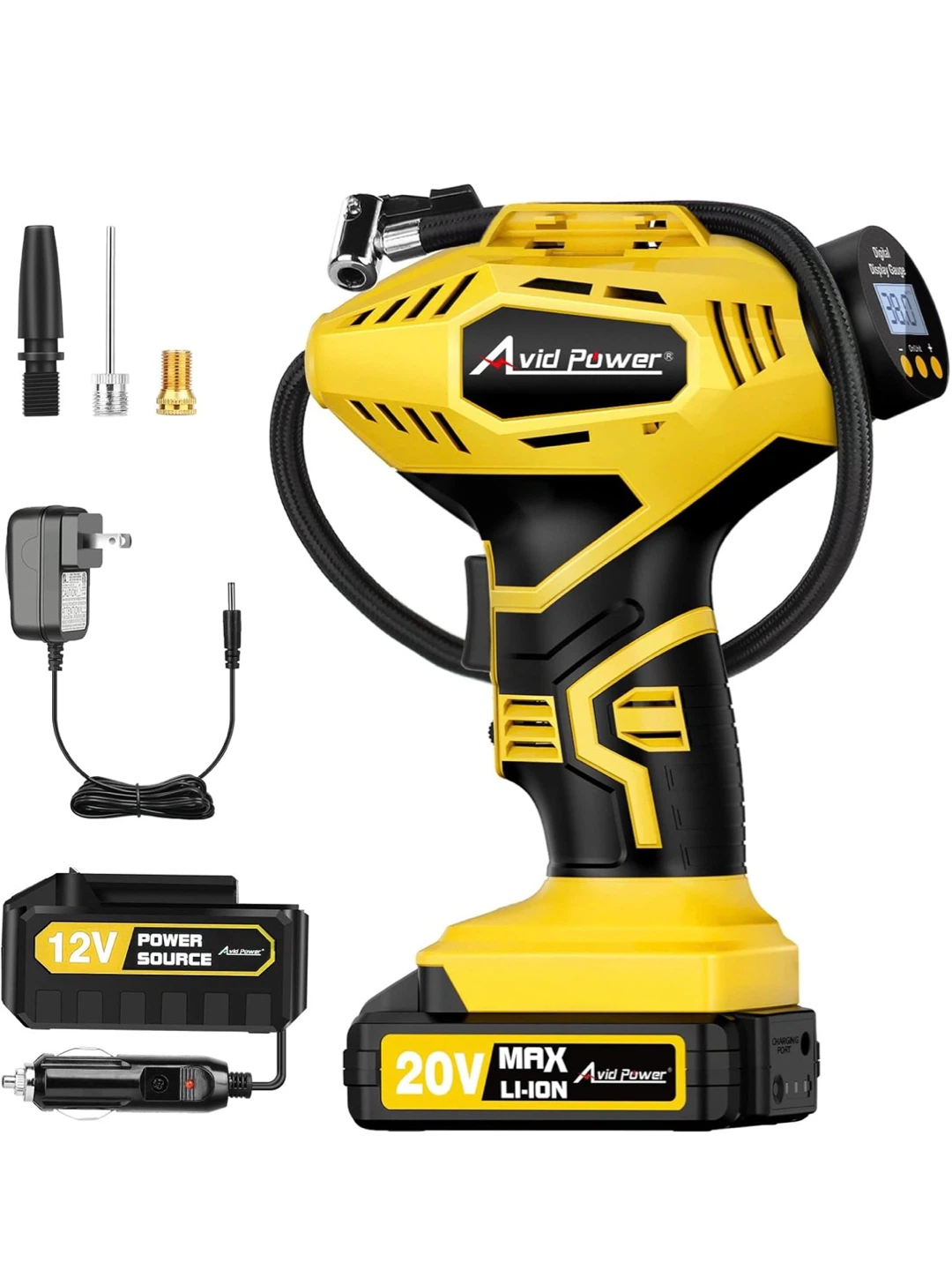 Avid Power Portable Air Compressor with Digital Gauge