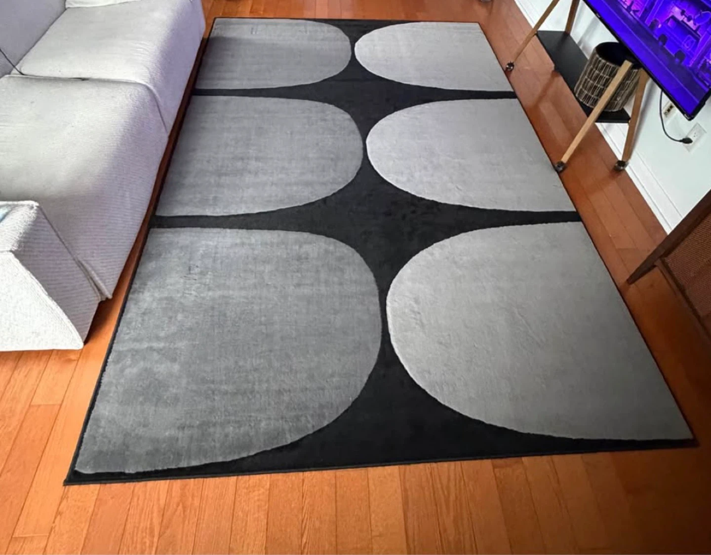 Grey and Black Geometric Area Rug