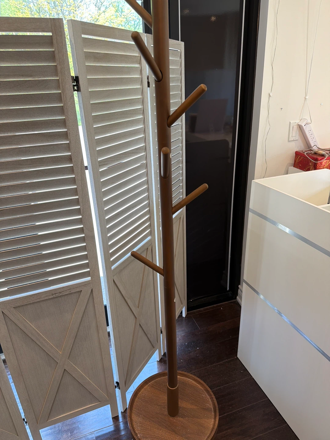 Wooden Coat Rack with Tray
