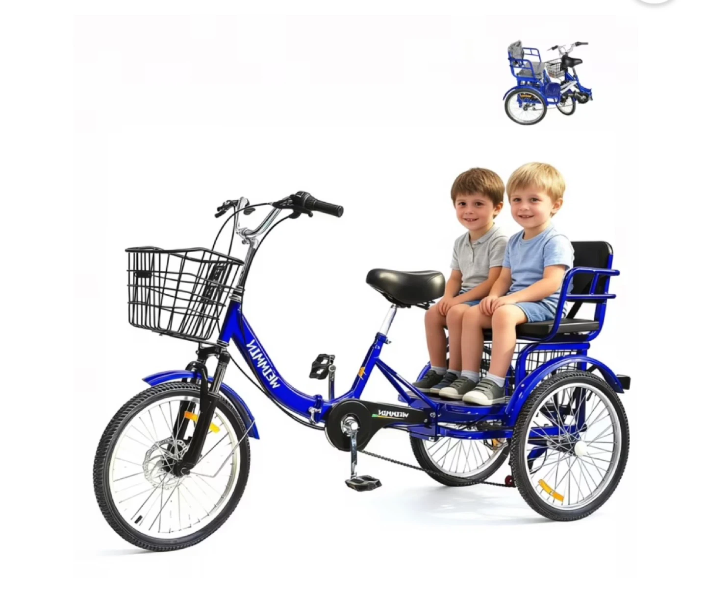 Blue Adult Tricycle with Basket