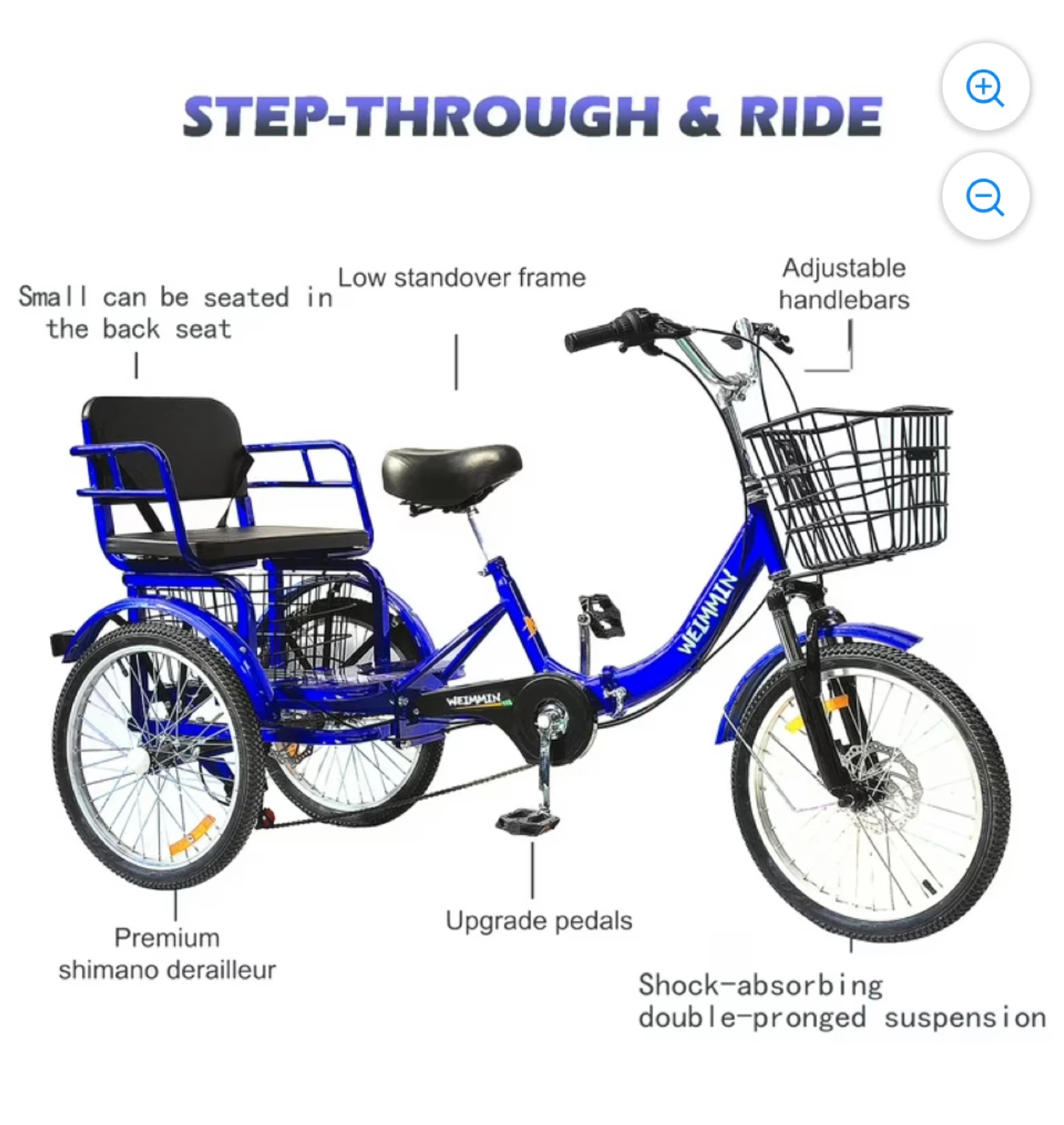 Blue Adult Tricycle with Basket - photo 3