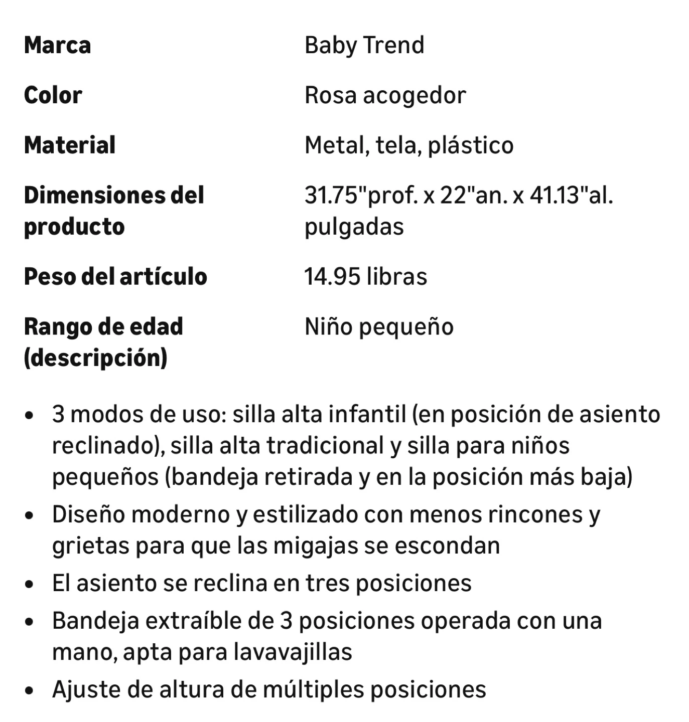 Baby Trend High Chair - photo 3