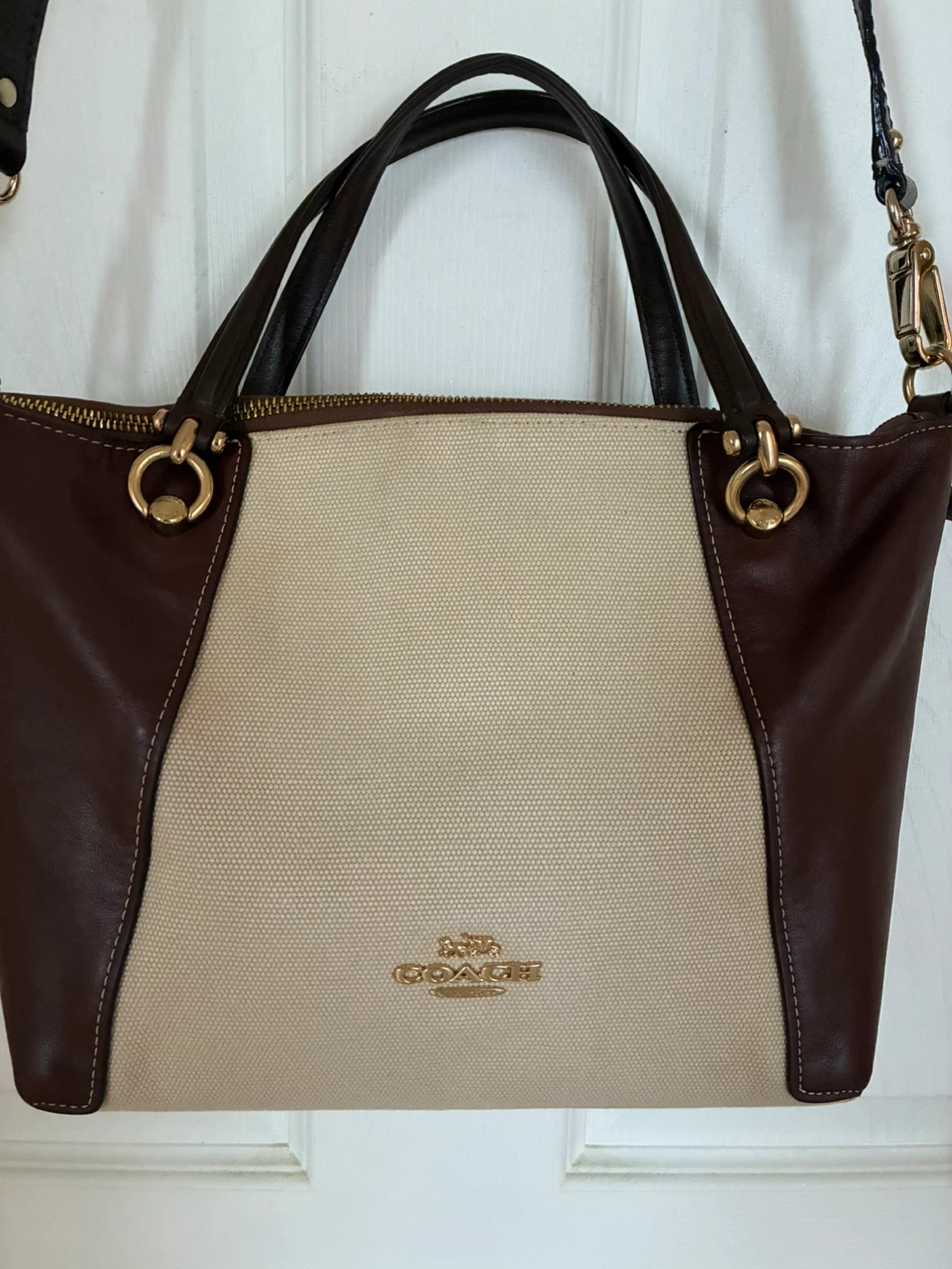 Coach Brown and Tan Canvas Leather crossbody Bag - photo 2