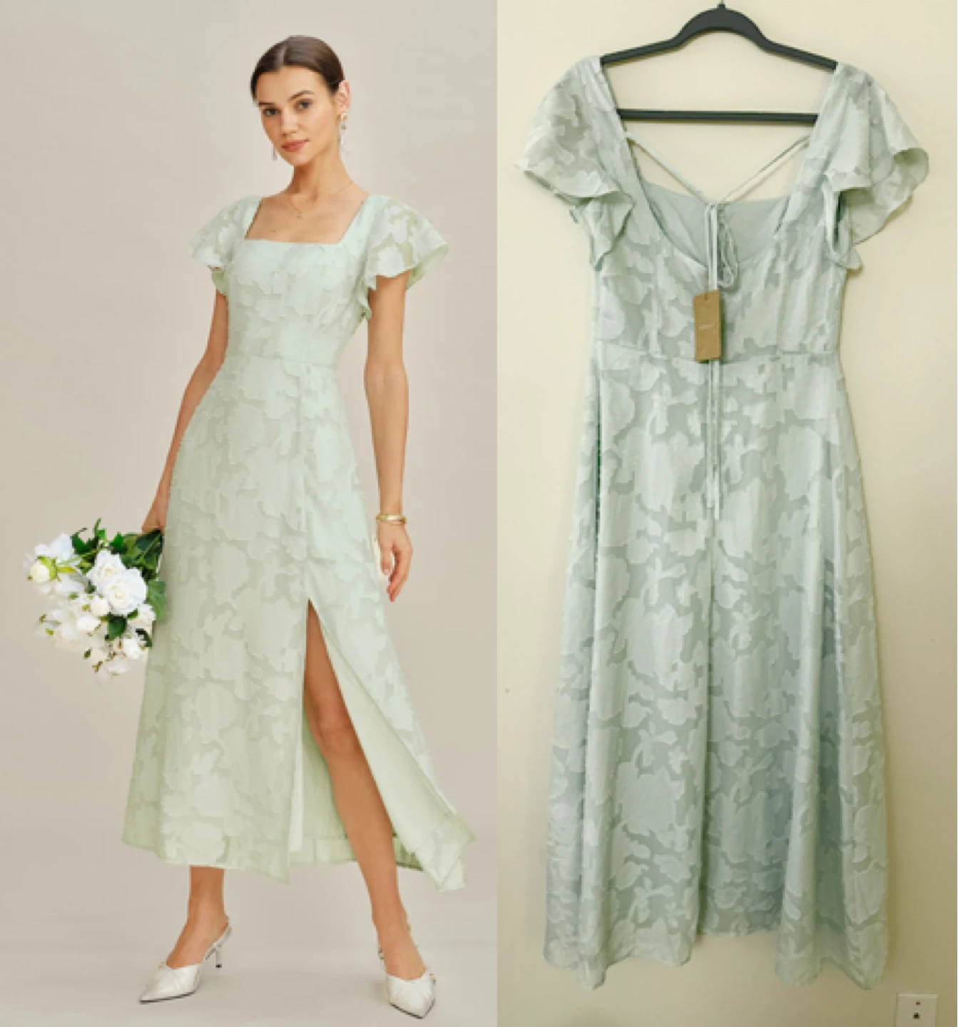 RIHOAS Mint Green Floral Midi Summer Dress (Brand New)