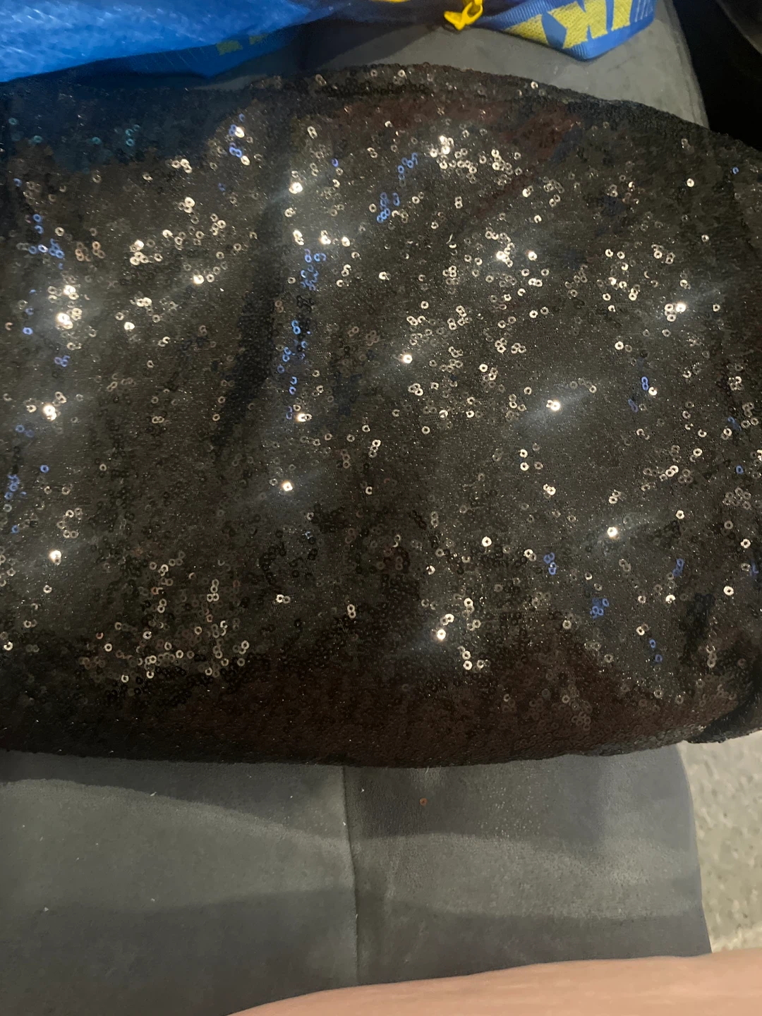 Sequin Fabric 4ft x 6.5ft Black tablecloth