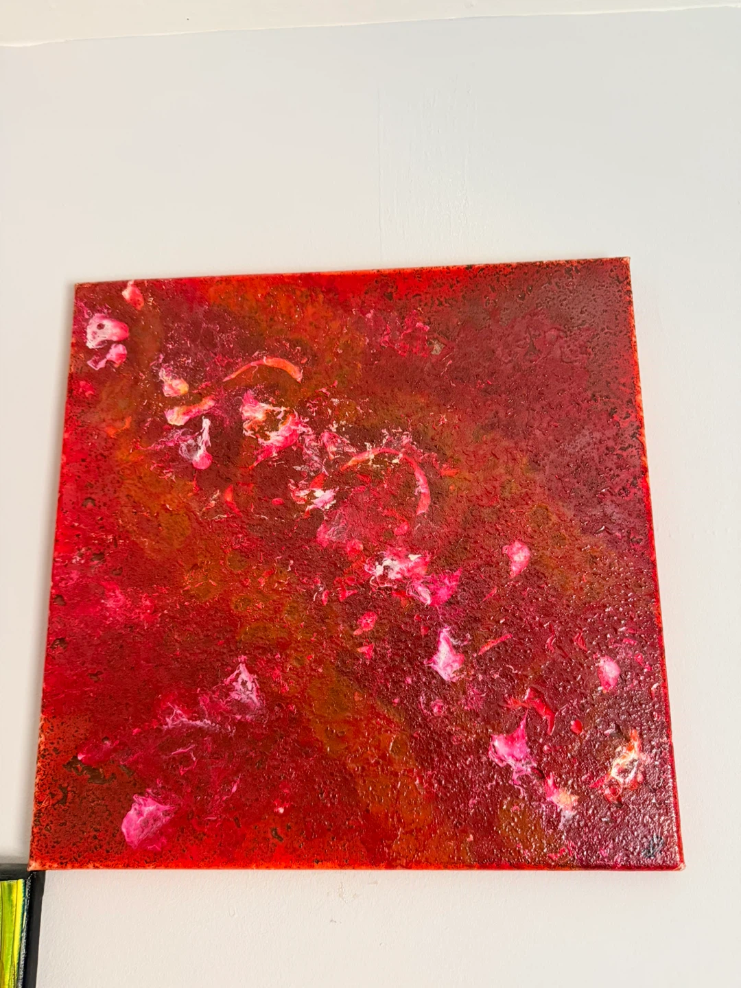 Abstract Red Floral Acrylic Painting