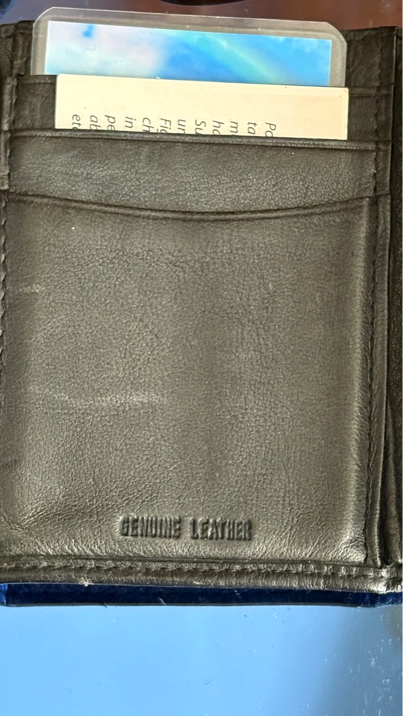 Black Genuine Leather Trifold Wallet - photo 2