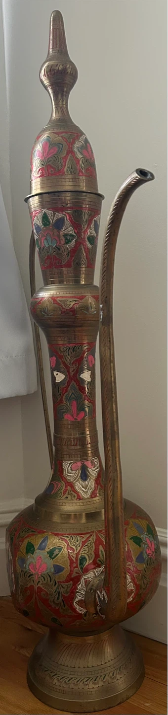 Vintage Decorative Brass Pitcher with Enamel from Iran - photo 2