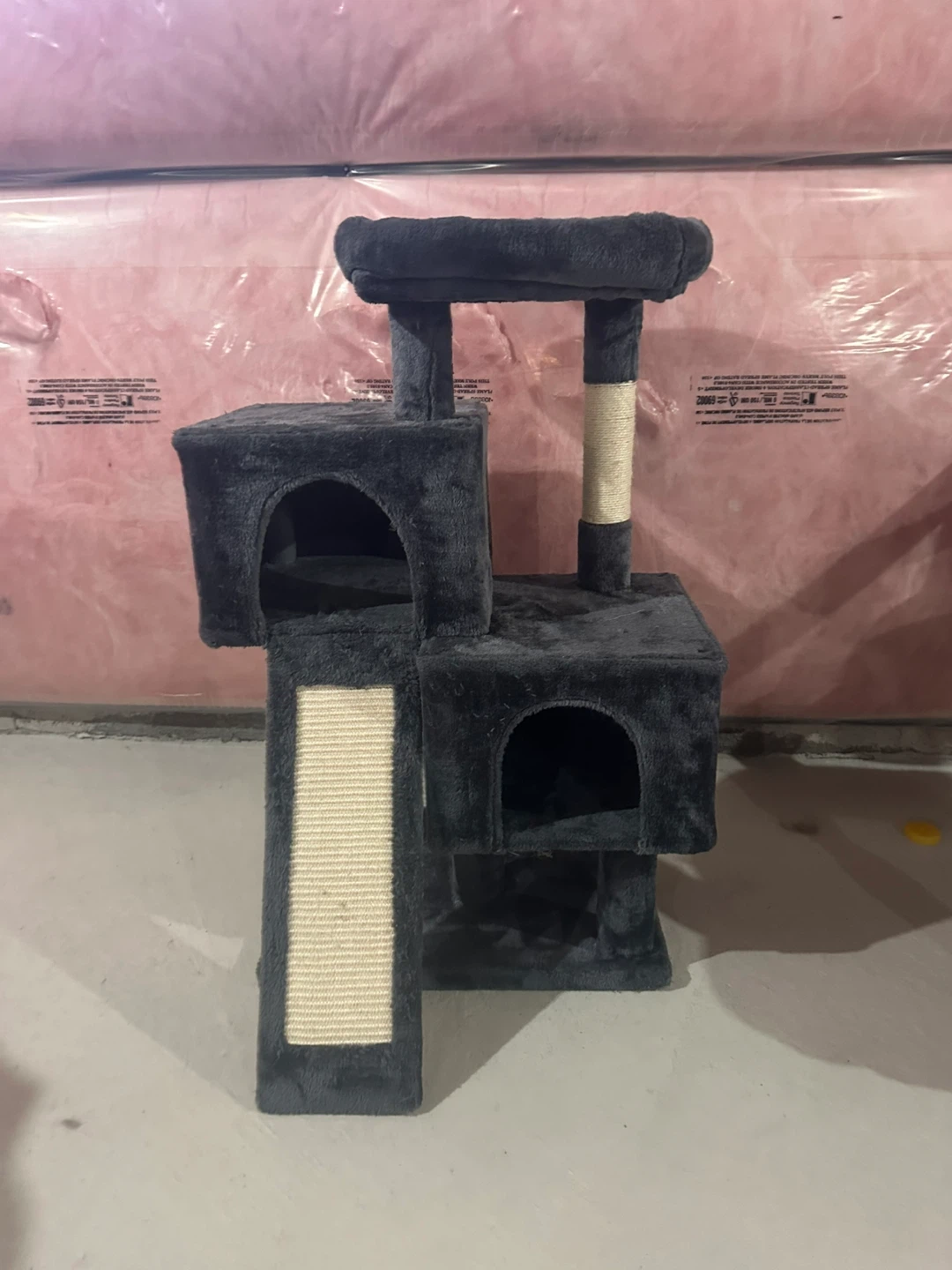 Dark Grey Cat Tree Condo with Scratching Post