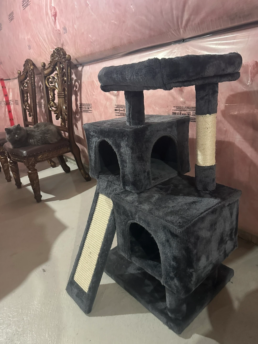 Dark Grey Cat Tree Condo with Scratching Post - photo 2