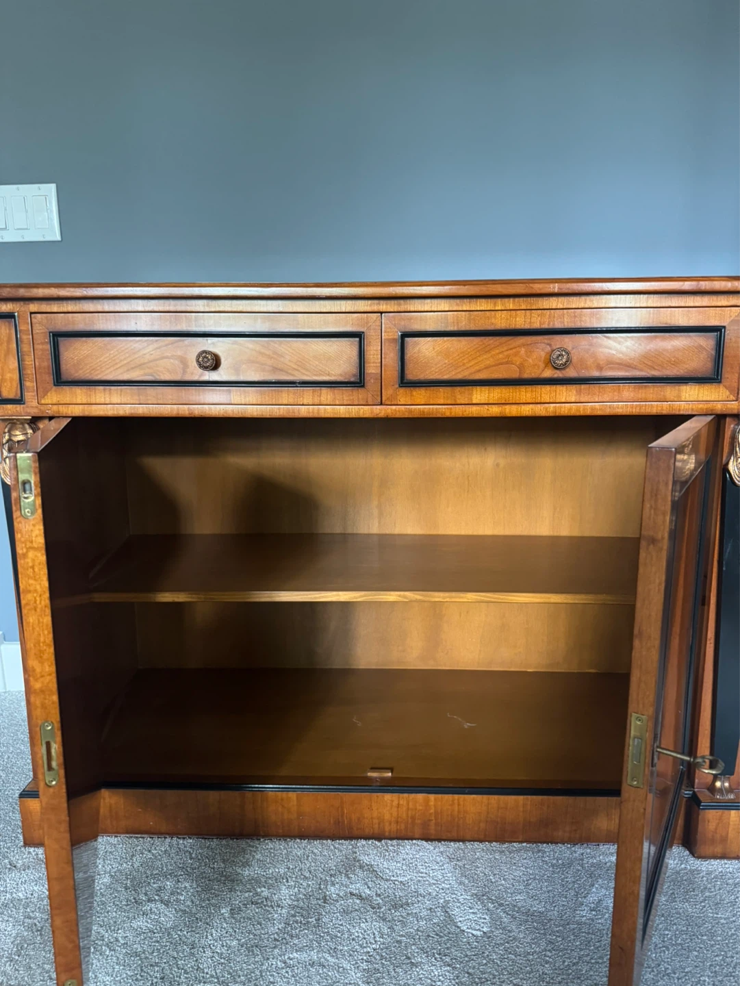 Vintage Wood Sideboard Cabinet with Drawers and Doors - photo 4