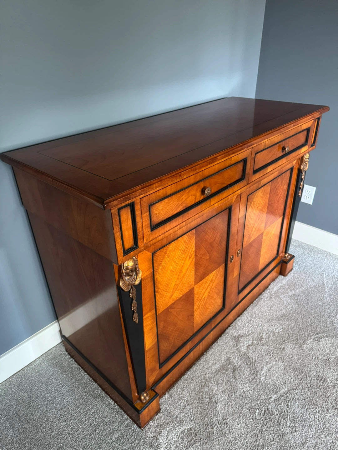 Vintage Wood Sideboard Cabinet with Drawers and Doors - photo 2