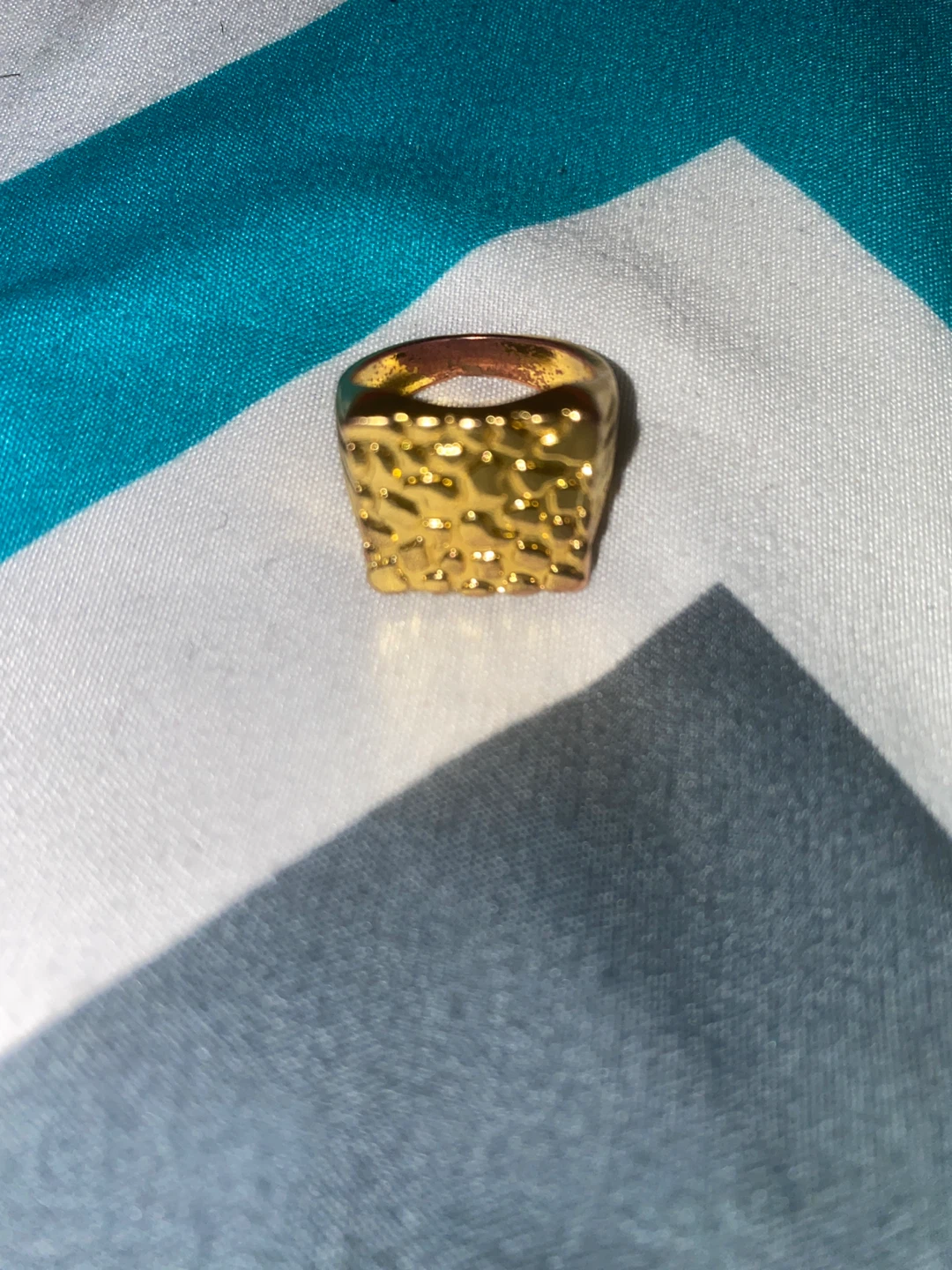 Gold Tone Hammered Texture Ring