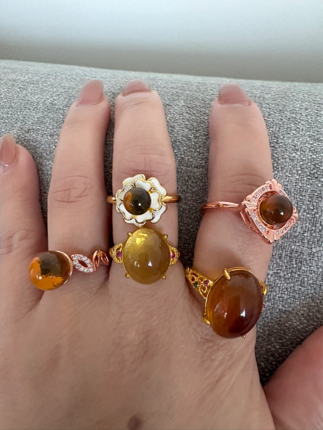 Set of 5 Amber Rings - photo 2