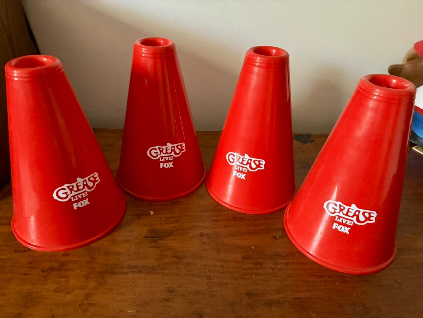 Set of 4 Red Grease Live! Megaphones