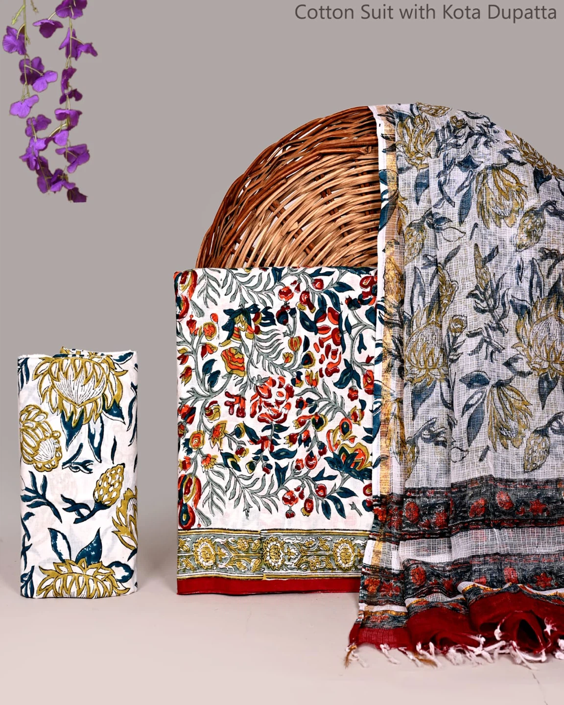 Cotton Suit with Kota Dupatta
